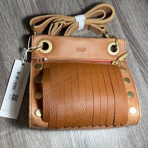 Hammitt Tony Small Saddle Gold Clutch Strap Leather Bag Handbag